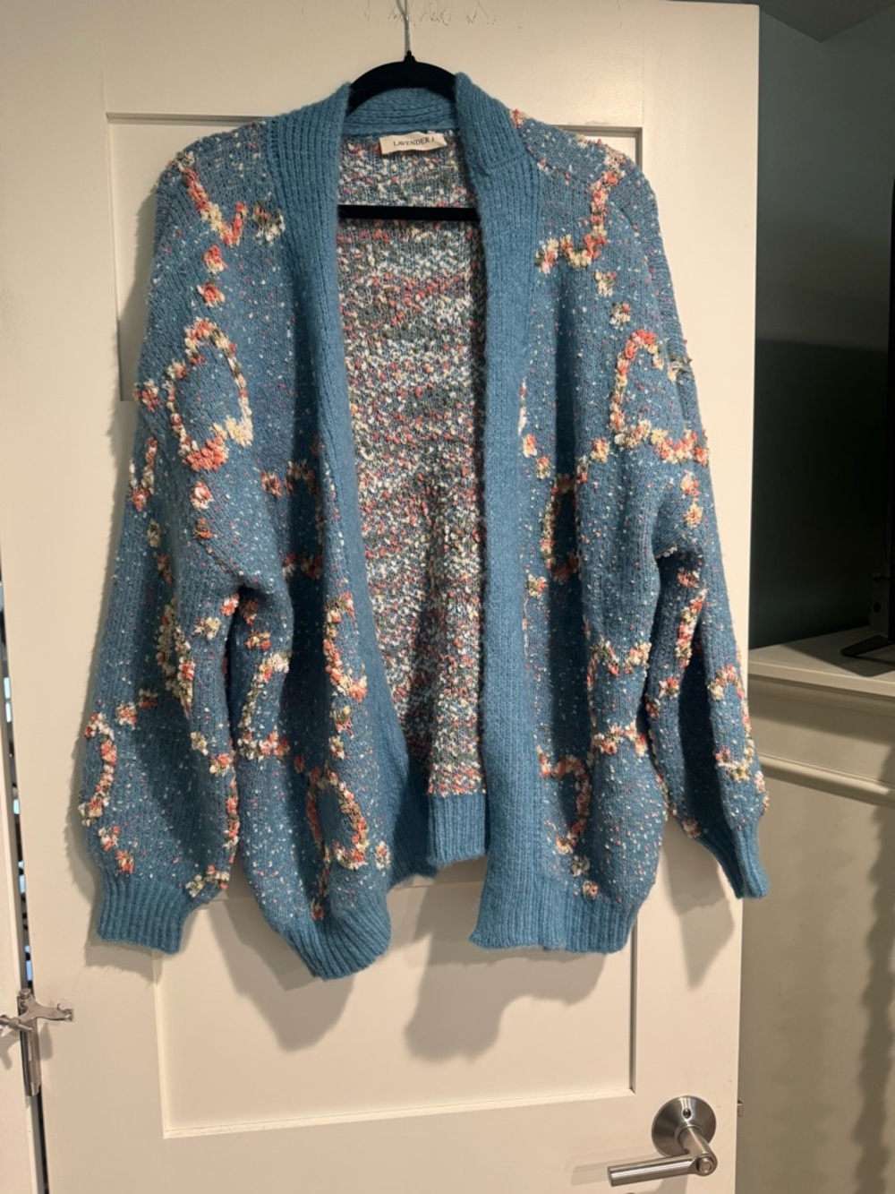 Lavender J Floral Knit Oversized Cardigan